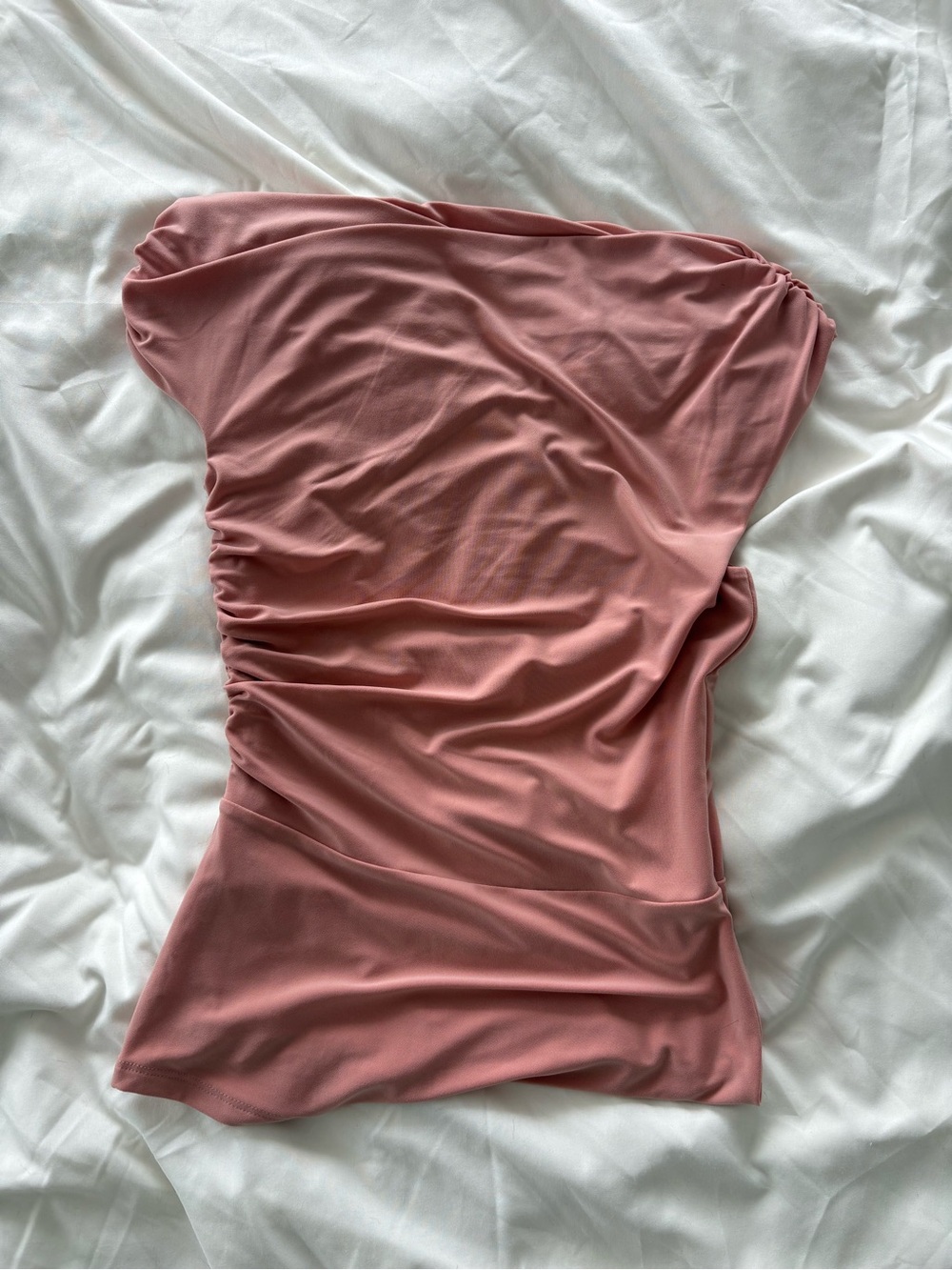 Babaton Dusty Rose Gallery Ruched One-Shoulder Top